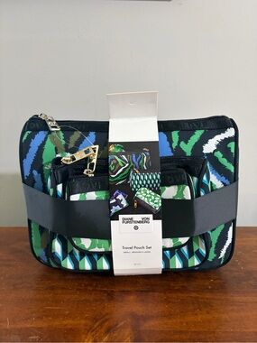 Diane von Furstenberg for Target 3 Pc Travel Pouch Set Green Blue NWT